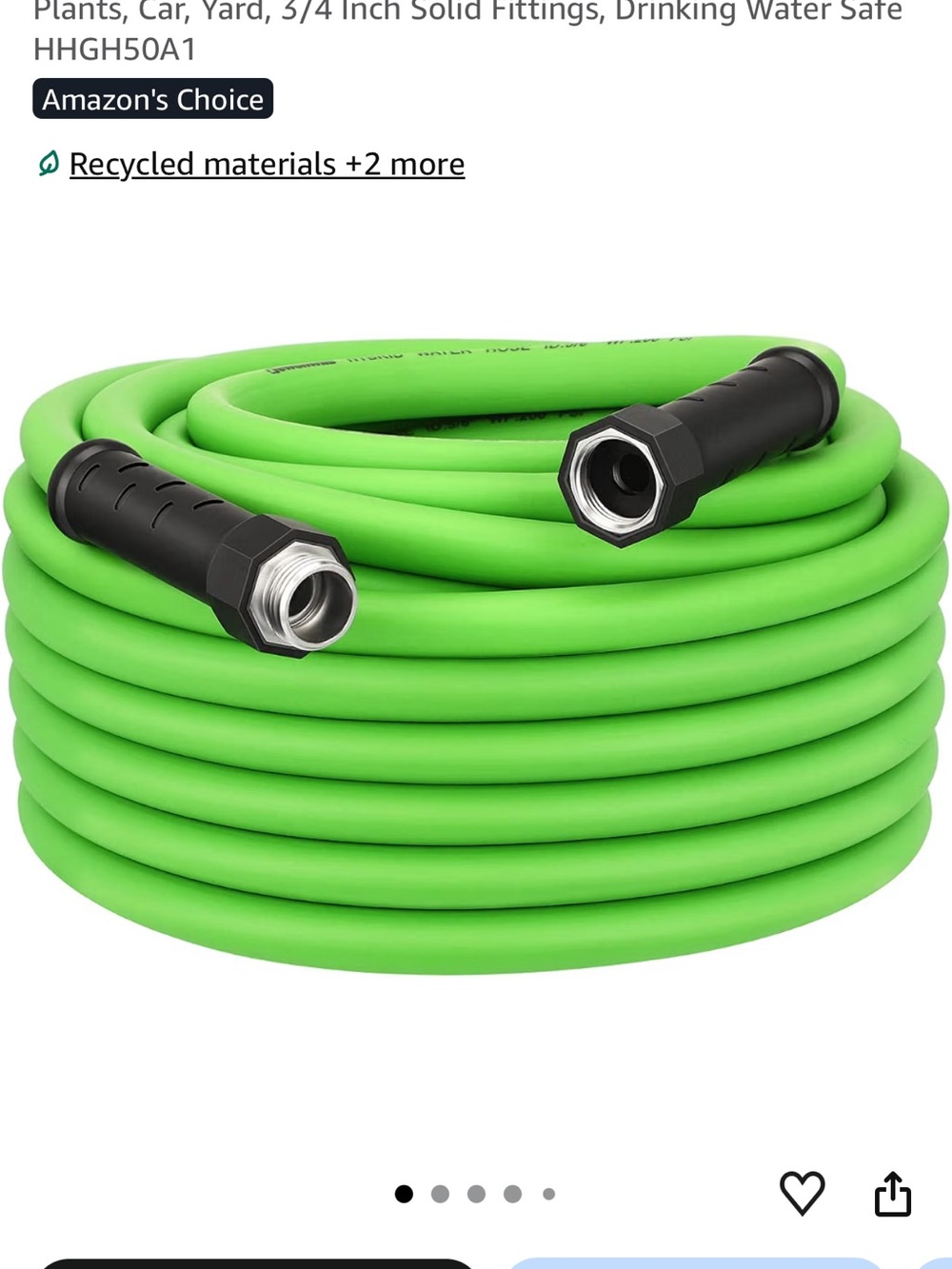 Green Heavy-Duty Garden Hose with Metal Fittings - Brand:
